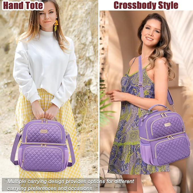 Weitars Lunch Bag for Women,Dual Compartment Lunch Box for Women Lunch Tote for Work,Insulated Leakproof Lunch Cooler Bag with Side Pockets and Adjustable Strap for Hiking,Picnic,Beach