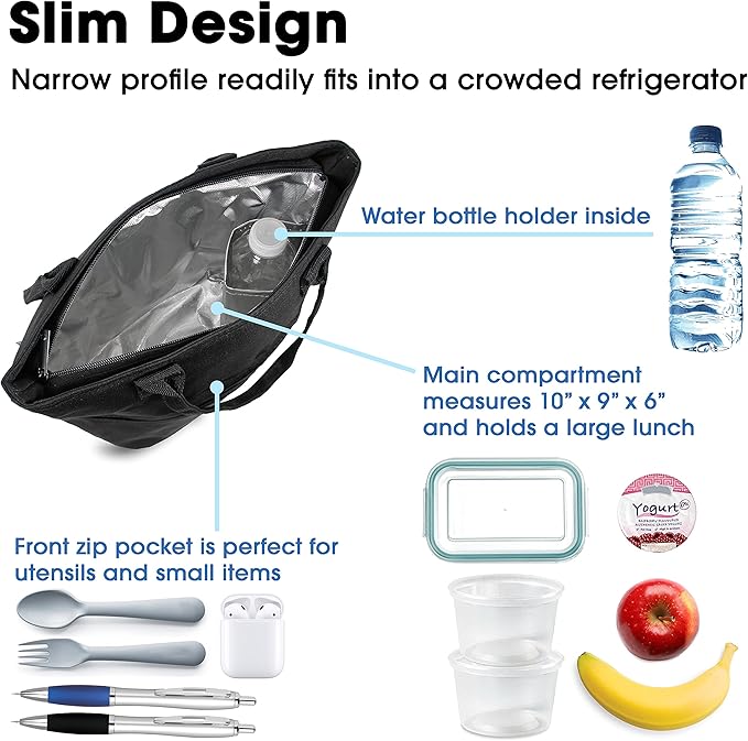 J World New York Lola Tote Bag Insulated Lunch-Box for Women, Black, One Size