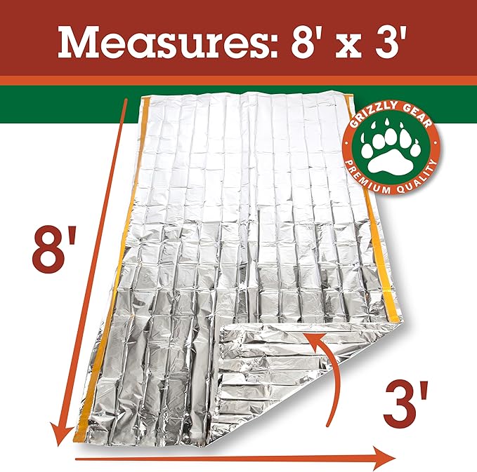 Emergency Thermal Tent -Reflective Mylar Survival Shelter-XL Size Waterproof Lightweight Tube Tent- Insulated Retains Heat & Fits 2 Adults in All Weather- Outdoors, Hiking, Bug Out Bag- 8 x 3 Feet