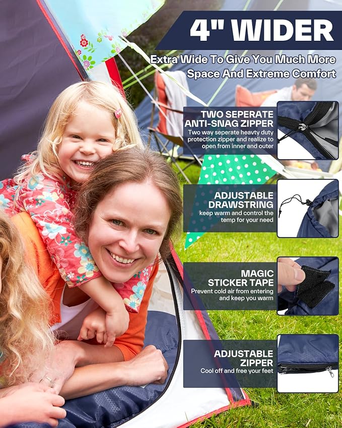 Sportneer Sleeping Bags for Adults, Warm & Cold Weather Sleeping Bag for Adults Kids Boys Girls - Lightweight Compact Camping Gear Equipment, Traveling, Backpacking, Hiking