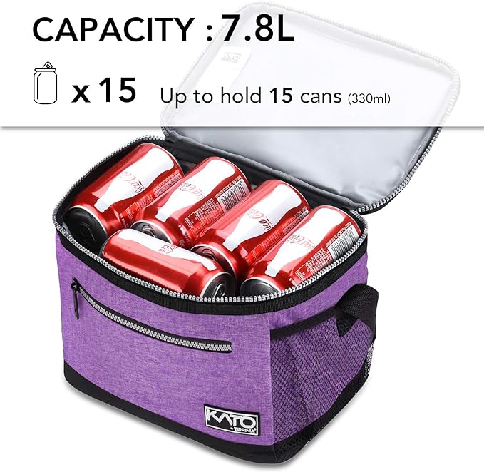 Tirrinia Insulated Lunch Box for Men/Women, Leakproof Thermal Lunch Bag for Office Picnic Work Beach Camping,Reusable Lunch Cooler Tote for Adult, Purple