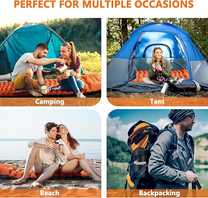 Sleeping Pad for Camping, Ultralight Inflatable Camping Mat with Pillow Built-in Foot Pump Sleeping Pads, Compact & Lightweight Camp Air Mattress for Backpacking, Hiking