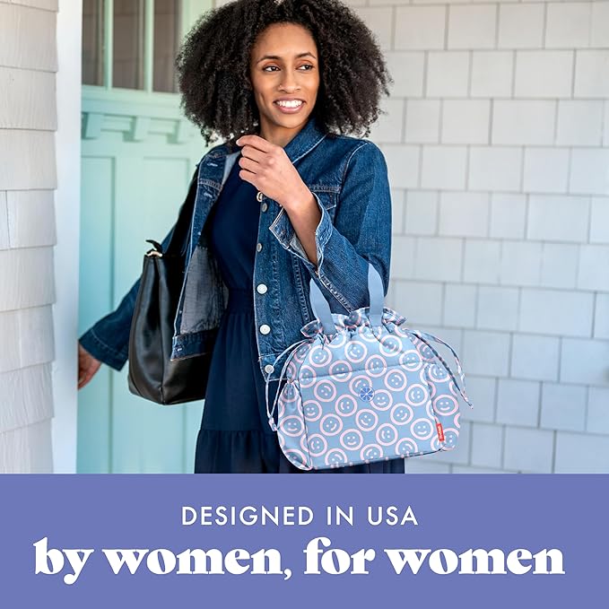 Fit & Fresh Lunch Bag For Women, Insulated Womens Lunch Bag For Work, Stain-Resistant Large Lunch Box For Women With Containers, Cinch Closure Cromwell Bag, All Smiles Bubble Gum