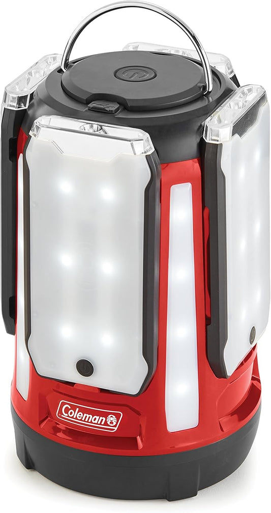 Coleman Multi-Panel LED Lantern: Rechargeable, Water-Resistant, Magnetic Light Panels, Built-In Flashlight, USB Charging Port; Excellent for Camping, Hunting, Emergencies, etc
