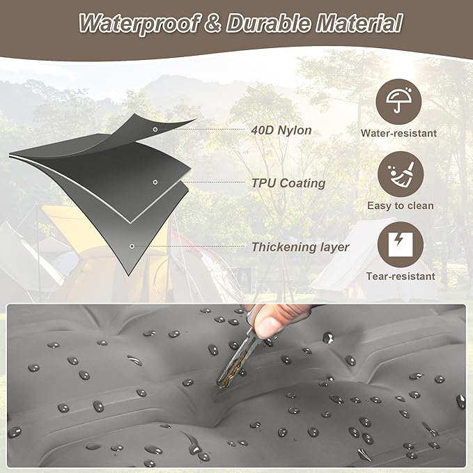 KASIMO Double Sleeping Pad for Camping,5" Ultra-Thick 1.4x2M for 2 Person with Pillow Built-in Foot Pump Inflatable Sleeping Mat for Backpacking, Hiking, Traveling, Tent, Portable Camping Mat