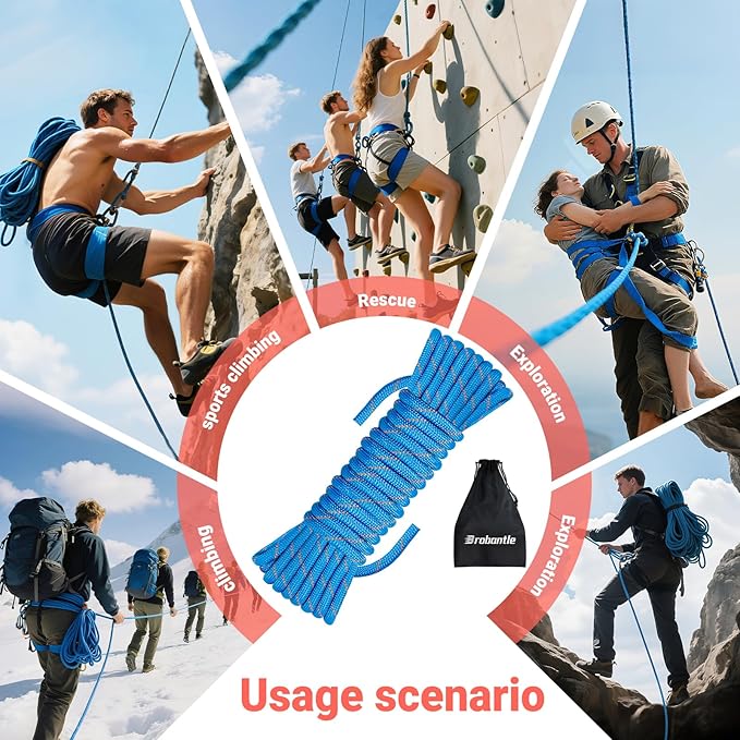 10.5mm Climbing Rope,Static Rock Climbing Rope for Escape Rope Ice Climbing Equipment Fire Rescue Parachute