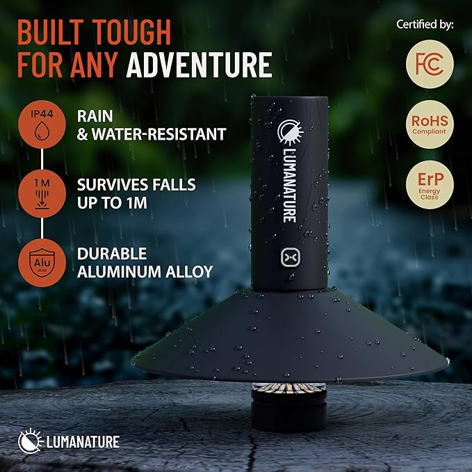 Rechargeable Camping Lantern – LED Outdoor Light with Flashlight & Lantern Modes, Magnetic Base & Hanging Hooks – Waterproof Emergency Light for Camping Backpacking Hiking & Power Outages - Black