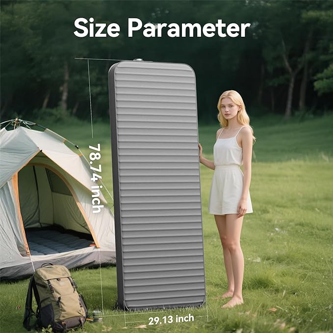 Self Inflating Camping Sleeping Pad, 4" Ultra-Thick Memory Foam Camping Air Mattress Pad with Built-in Electric Pump, 9.5 R-Value Insulated Sleeping Bag Mat Pads for Car Travel Tent Cot