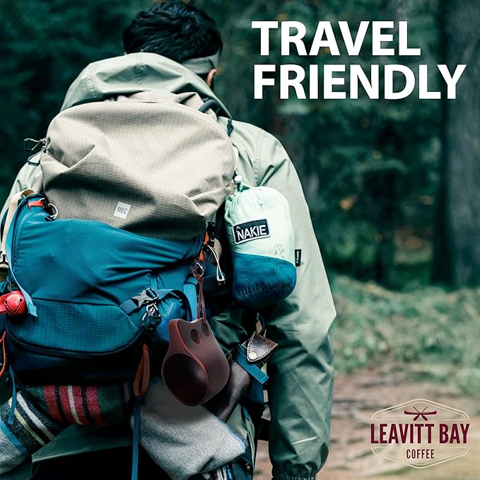 Handcrafted Dark Brown Kuksa Wooden Cup - Sturdy Nordic Mug w/Leather Lanyard, Carabiner for Easy Carry - Light-Weight & Easy Grip Kuksa Wooden Cups for Drinking Coffee, Tea - Unique Coffee Gifts