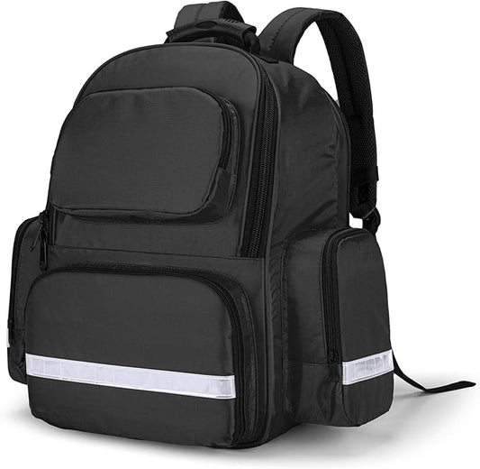 Trunab First Responder Bag Trauma Backpack Empty, Medical Emergency Kits Storage Jump Bag Pack for EMT, EMS, Police, Firefighters, Safety Officers, Black