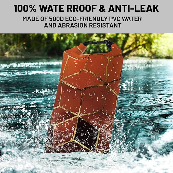 Waterproof Dry Bag,Roll Top Geometric Ombre Small Waterproof Backpack 5L/10L/20L Floating and Lightweight Bags for Kayaking, Boating, Fishing, Swimming and Camping