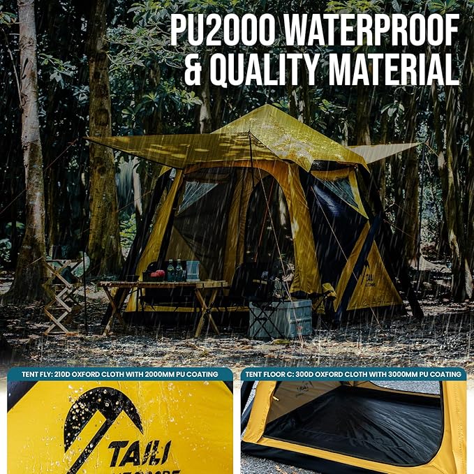 TAILI Inflatable Blow Up Tent for Camping with Hand Pump for 4/8 Person, Easy Setup Outdoor Inflatable Oxford Waterproof Air Tent House for Family Camping Adult