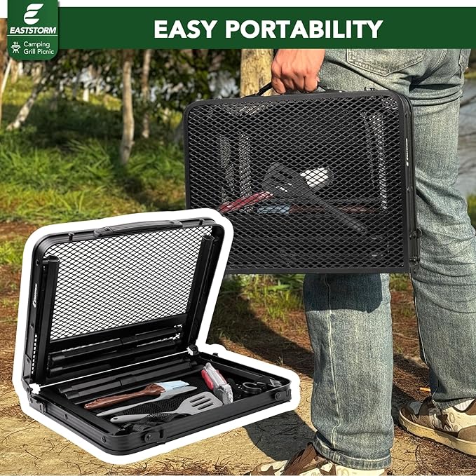 Small Folding Table, Easy for Storage, Compact and Portable Picnic Table for Grill, Outdoor Camping, Garden, Patio, Dining, BBQ, Party, Market, 2Ft (Small, Black)