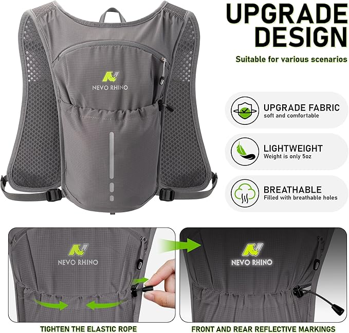 N NEVO RHINO Running Vest, Lightweight Hydration Vest, Insulated Water Backpack with 1.5L Water Bladder for Hiking, Trail, Running,Marathons,Cycling