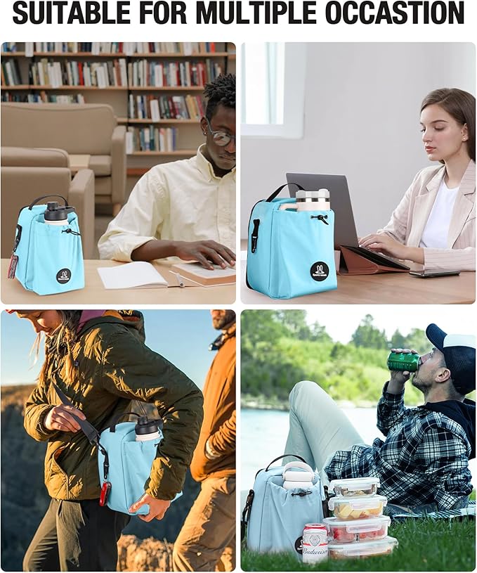 Sports rabbit Insulated Lunch Bag for Men & Women – Leakproof Cooler Tote for Containers & Water Bottles – Water-Resistant Wax-Coated Oxford Fabric – Perfect for Work, Travel, Picnics (Mint Green)