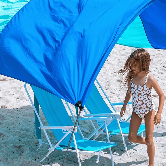 New Shibumi Shade® Mini with Quiet Canopy, The Original Wind-Powered® Beach Shade, Provides 75 Sq. Ft. of Shade, Weighs Only 2 lbs, Sets up in 2 Minutes. World's Best Beach Shade.