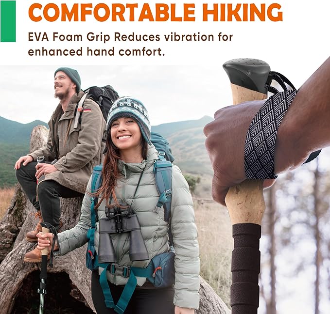 Trekology Trek-Z Collapsible Hiking & Trekking Poles - Balance Support for Seniors, Women, and Men, 2pc Per Set