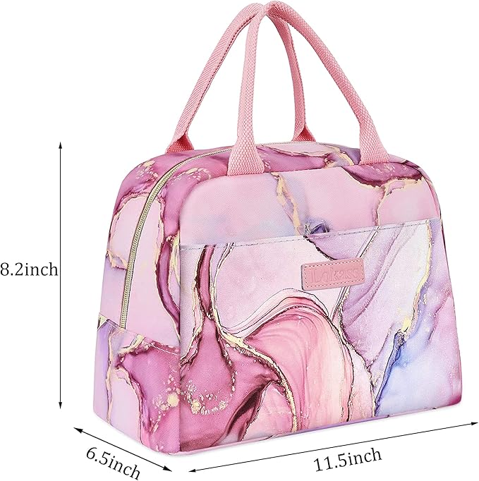 LOKASS Lunch Bags for Women Insulated Lunch Box Cooler Bag Thermal Lunch Tote for Ladies Adults Office Work, Pink