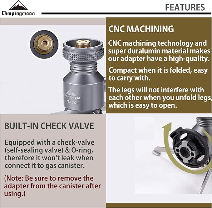 CAMPINGMOON Butane Gas Fuel Canister Adapter Stand Type Convertor for EN417 Lindal Valve Camping Gas Stove Lantern Z23-CB