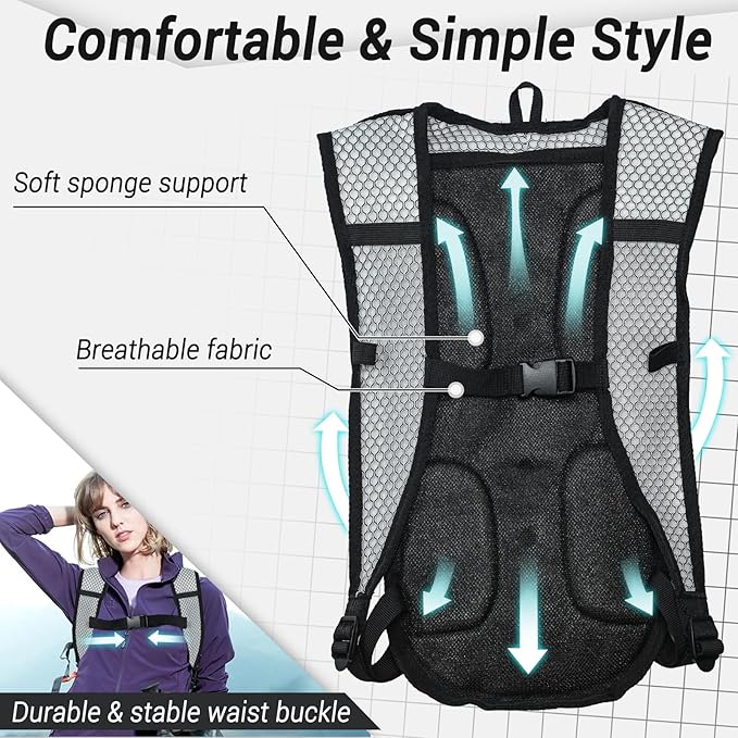 2Pack Hydration Backpack for Hiking with 2L Hydration Bladder - Lightweight Hydration Pack with Big Storage for Kids Women Men Hiking Cycling Camping Running