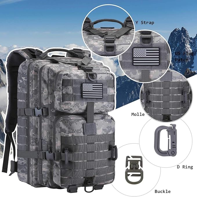 MOLLE Assault Pack, Tactical Backpack Military Army Camping Rucksack, 3-Day Pack