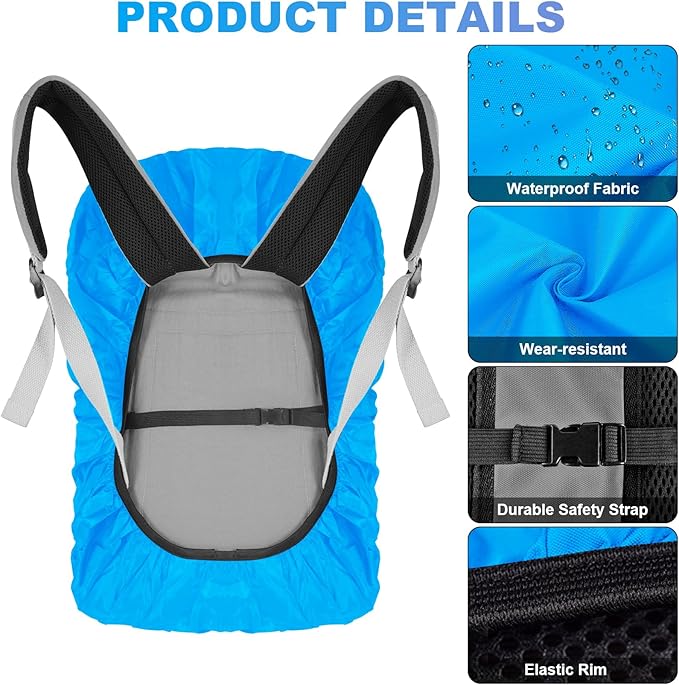 LAMA 2 Pack Waterproof Rain Cover for Backpack, Reflective Rucksack Rain Cover for Anti-dust/Anti-Theft/Bicycling/Hiking/Camping/Traveling/Outdoor Activities (1 Pcs Black + 1 Pcs Blue, M)