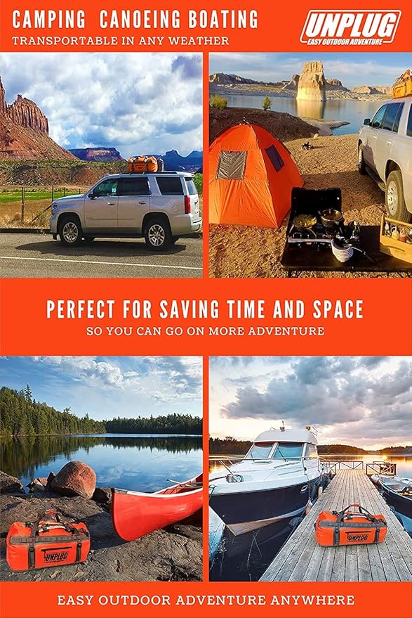 UNPLUG Ultimate Adventure Bag | 1680D Heavy Duty Waterproof Bag | Large Travel Duffle Bag which can be Used for Camping, Motorcycling, Boating, or Hunting
