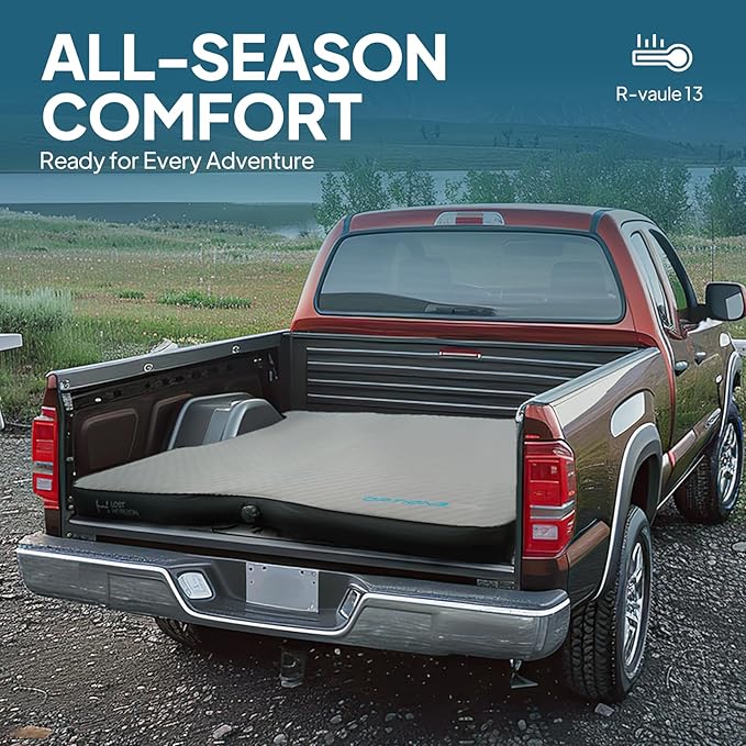 LOSTHORIZON Truck Bed Camping Air Mattress with Foam, Self Inflating Sleeping Pad for Full Size 6-6.5FT with Pump Sack, 4.5" Thick
