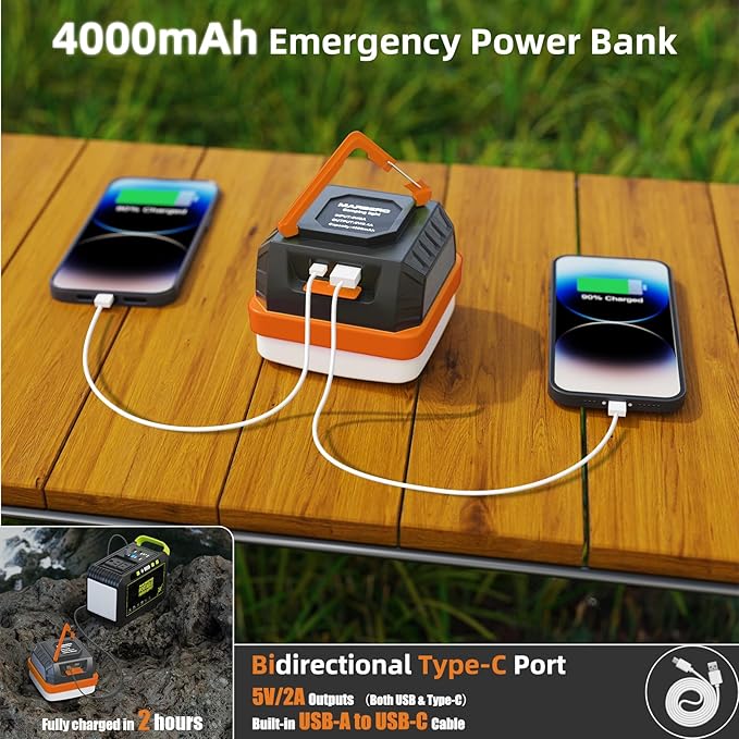 MARBERO 248LM Camping Lantern, LED Portable Lantern Tent Light, Emergency Power Bank, Survival Kits, Operated Lamp, for Camping, Power Outages, Hurricane, Hiking, Orange