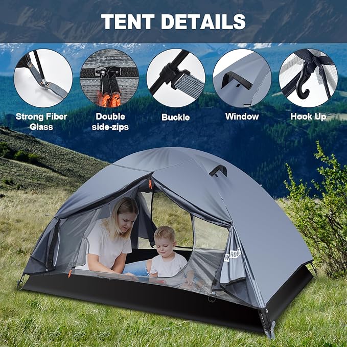 WILDROOTS Backpacking Tent, Mountain Hiking Tent for 2 Person, 4 Season Lightweight Camping Tent