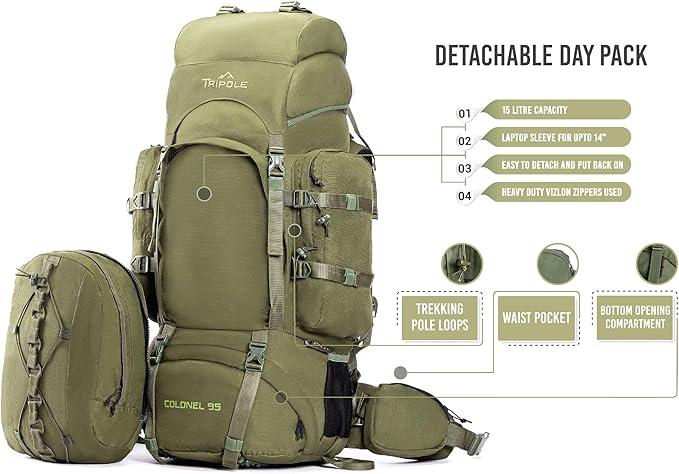 Colonel 95 Litres Rucksack + Detachable Day Pack