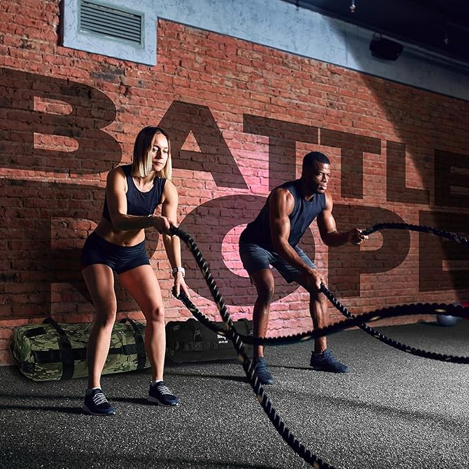 Yes4All 1.5/2 Inch Battle Ropes with Extra Protective Sleeve, Workout Ropes for Cross-Training Home Gym & Fitness Exercises, Strength Training - 30,40,50 Feet Lengths Available