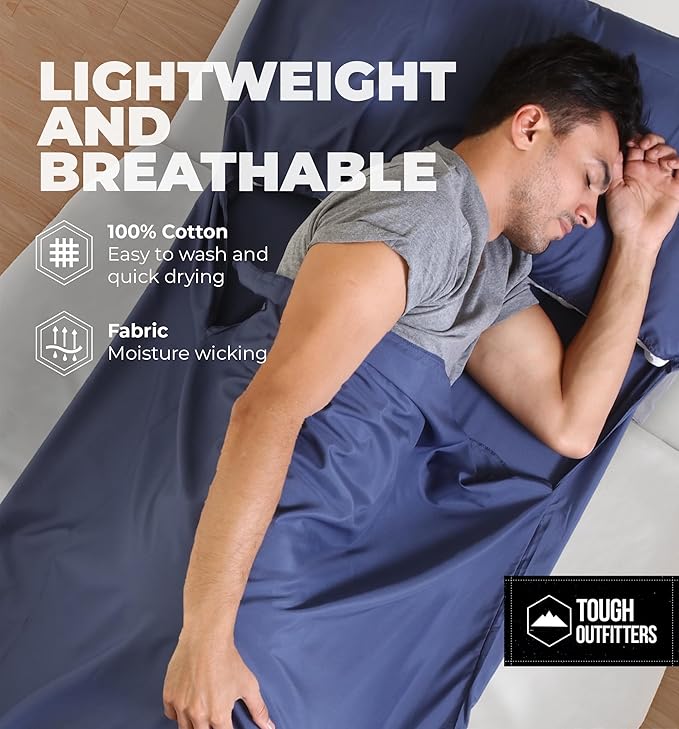 Sleeping Bag Liner - Adult Sleep Sack & Travel Sheets for Hotel - Travel Sleep Sack, Camping Sleeping Bag Liners for Cold Weather