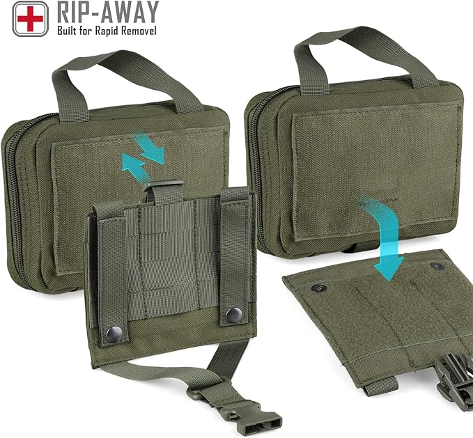 Tactical EMT Pouch, Rip Away Molle Medical Pouches IFAK Tear-Away First Aid Kit Emergency Survival Bag for Travel Outdoor Hiking