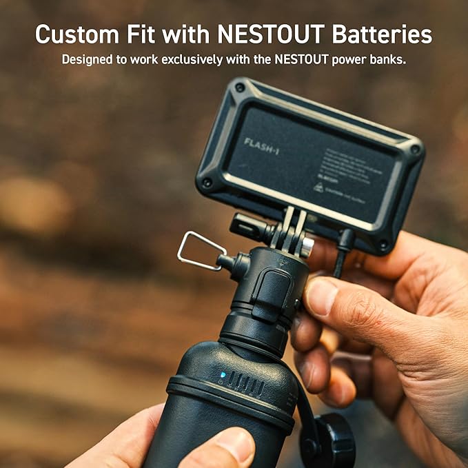 ELECOM NESTOUT Outdoor Camping LED Panel Flashlight w/ Mini Tripod, Dimmable USB Powered LED Light, IP44 Water Dust Resistant, 30-1000 Lumen, Portable Lantern for NESTOUT Power Bank, Black (Flash-1)
