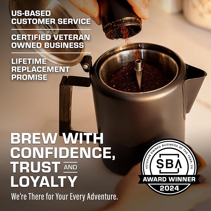 COLETTI Black Bozeman Percolator Coffee Pot — Camping Coffee Pot, Coffee Percolator – America’s Sleekest Percolator – Pure Stainless Steel, NO Aluminum or Plastic (9 Cup)