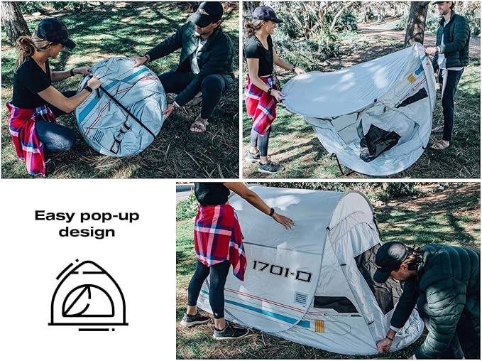 Star Trek: The Next Generation Shuttlecraft Justman 2-Person Camping Tent | Indoor And Outdoor Activities | Pop-Up Camping Tents & Shelters, Accessories | 95 x 47 x 43 Inches