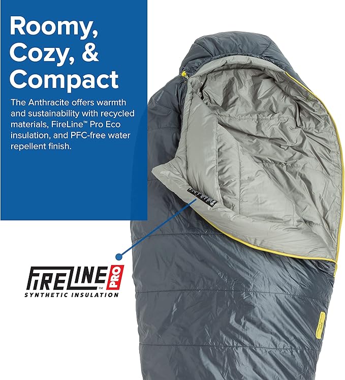 Big Agnes Anthracite | 20-30 Degree Fireline Pro Synthetic Fill Mummy Sleeping Bag