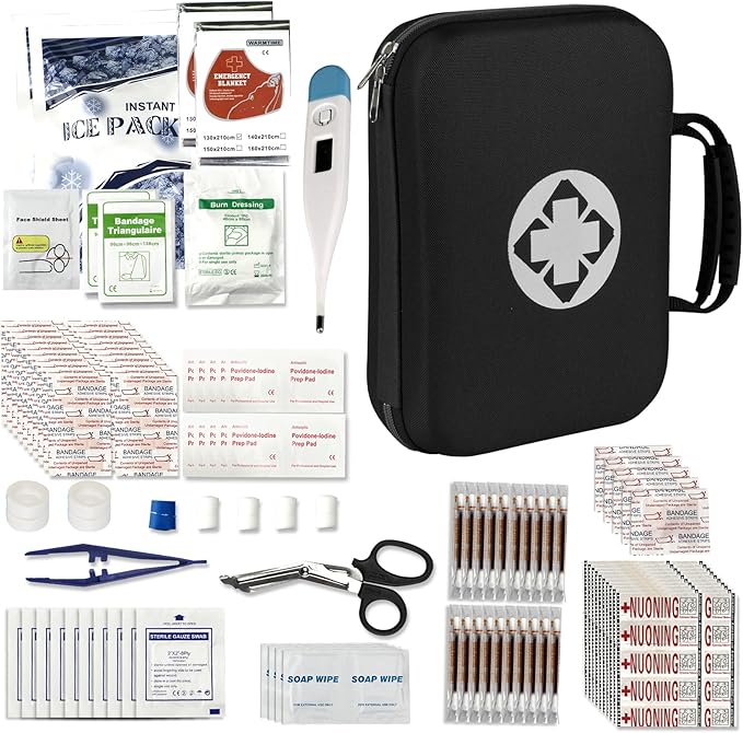 Home-Travel First-Aid Emergency-Kit Camping-Essentials - 299Pcs Car Survival Set First Aid Handheld Bag Multiple Purpose Black Case Outdoor Backpacking Gear for Disaster Preparedness YIDERBO