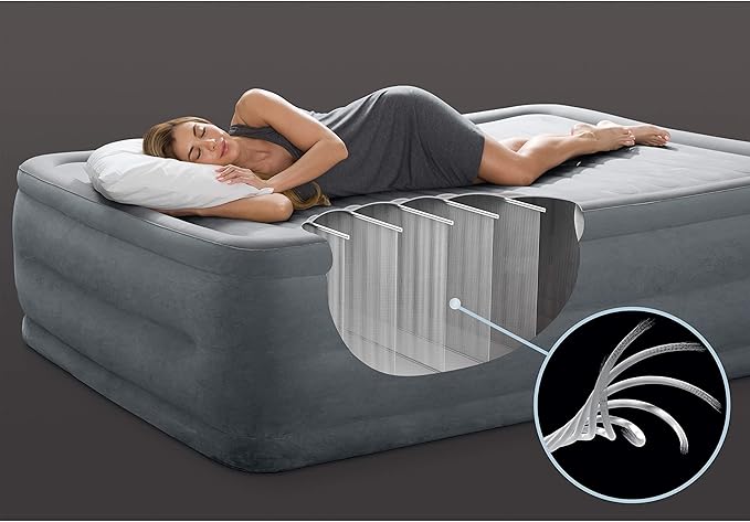 Intex Comfort Dura-Beam Airbed Internal Electric Pump Bed Height Elevated (2020 Model)