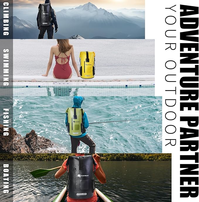 SEPEAK Waterproof Dry Bag Backpack IPX6, Roll-Top Closure Bag 55L Boating & Kayak Accessories - Essentials for Camping Swimming Beach Fishing Rafting Travel,Green