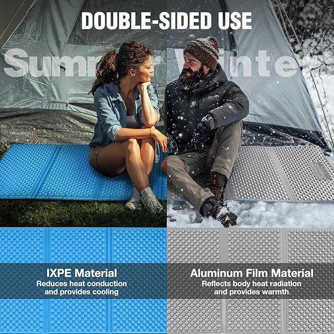 REDCAMP Foldable Foam Camping Pads for Sleeping, Waterproof Closed Cell Foam Camping Sleeping Pad - Ultra-Lightweight for Hiking & Backpacking, R-2.1 Insulated, Royal Blue/Grey/Green/Brown/Khaki