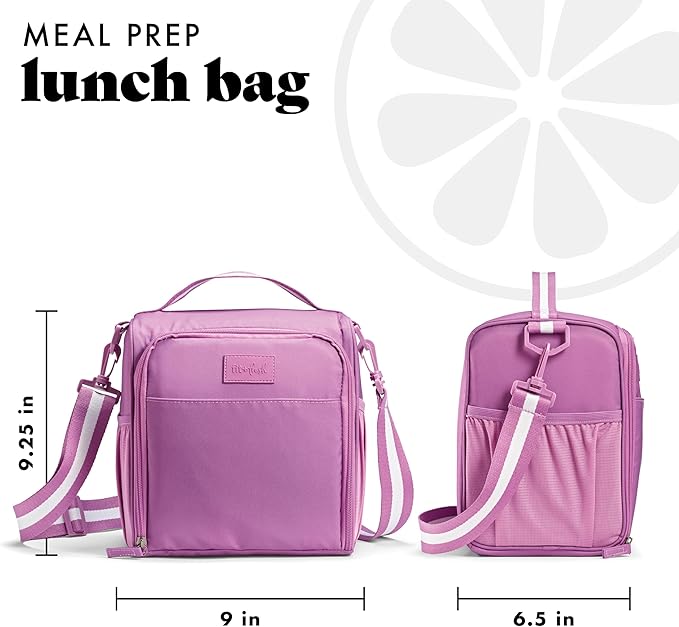 Fit & Fresh BREE FitPak Meal Prep Lunch Box With Containers, Ice Pack, and Shaker Bottle For Men and Women, 6pc. Meal Prep Kit Lunch Bag With Containers Included, Mauve