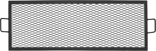 Sunnydaze X-Marks Fire Pit Cooking Grate - Outdoor Rectangle Black Steel BBQ Campfire Grill with Handles - 40-Inch