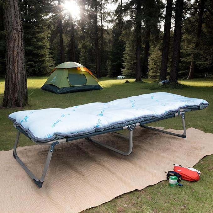 Gehannah Thick Camping Sleeping Pad, Soft Comfortable Microfiber Camping Cot Pads for Adults, Lightweight Foldable Sleeping mats for Traveling Hiking Backpacking Traveling