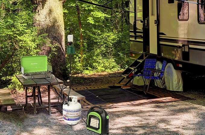 Flame King FK-DP2PC 3 Outlet Adapter 20 to 1LB Propane Distribution Post Pole Tree Stem Stand for Stove, Lanterns, and Camping, Black