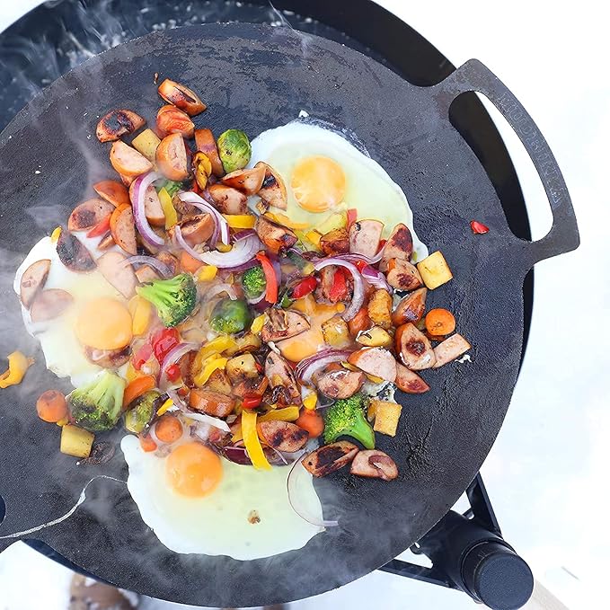 Grill Pan, 58 cm, Outdoor Pan, Fire Pan with Legs - Made of Robust Rolled Steel for Campfires & Firepit & Grill