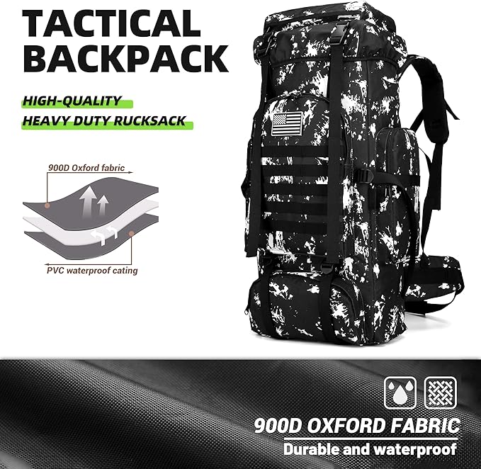 King'sGuard 70L Camping Hiking Backpack Tactical Backpack Military Molle Rucksack Backpack for Outdoor