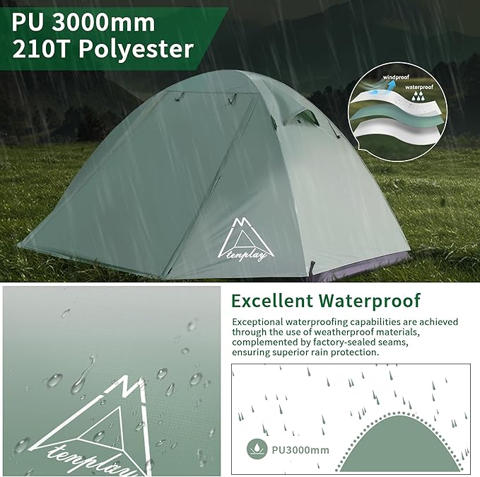 Ultralight Tent, Easy Setup, 1-2 Person Waterproof and Portable Tent for Camping Hiking Outdoor Climbing