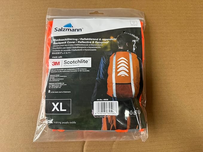 Salzmann Reflective Backpack Cover | High Visibility, Waterproof & Weatherproof | Ideal for Cycling, Running & Hiking